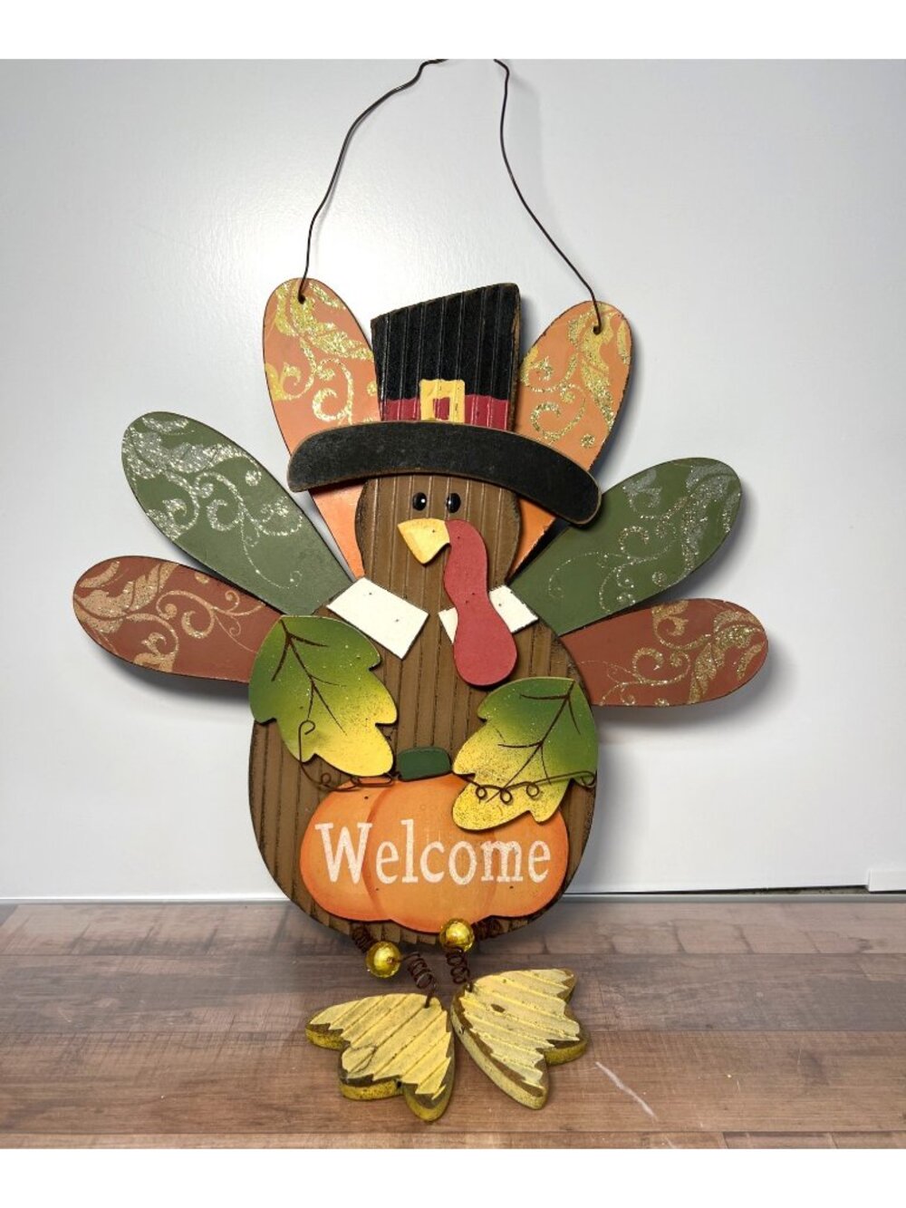 Thanksgiving Welcome Turkey Hanging Wall Decoration Wood